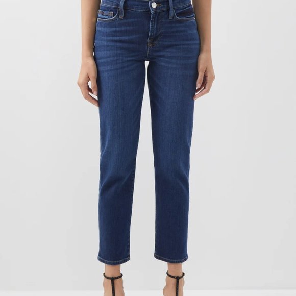 FRAME Denim - Le Nouveau Straight Cropped Jeans - Size 26 in Dawson (Dark Wash) - Picture 6 of 12